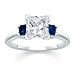 2.01 CT PRINCESS DIAMOND W PRINCESS BLUE SAPPHIRE RING 18K