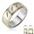 316L Surgical Stainless Steel Rings/IP Gold/ Brushed Steel Center/Dia Cut