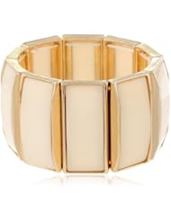 Kenneth Jay Lane Gold and White Bars Stretch Bracelet, 8"