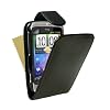 HTC Wildfire S Leather Flip Case Black + Screen Protector