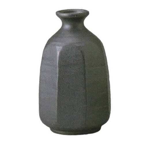 徳利　黒備前八角　美濃焼