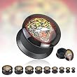 Black Acrylic Double Flat Flare Screw Fit Plug With "Angry Tiger" Print - 5/8" - SOLD AS A PAIR