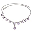 Handmade Gemstone Jewelry Silver Amethyst Necklace Amulet 16 inches (gnklc290)