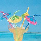 48 Multicolored Tropical Umbrella Straws