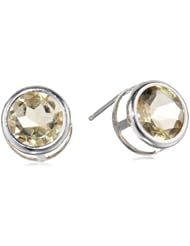 14K White Gold or Yellow Gold  7mm Round Bezel Stud Earrings Set
