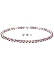 {Matched Set} HinsonGayle AAA Gem Collection 7.5-8.0mm Naturally Lavender Cultured Pearl Necklace and Pearl Stud Earrings (14k White Gold, 18")