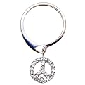 Cubic Zirconia Peace Sign Charm Ring - Silver