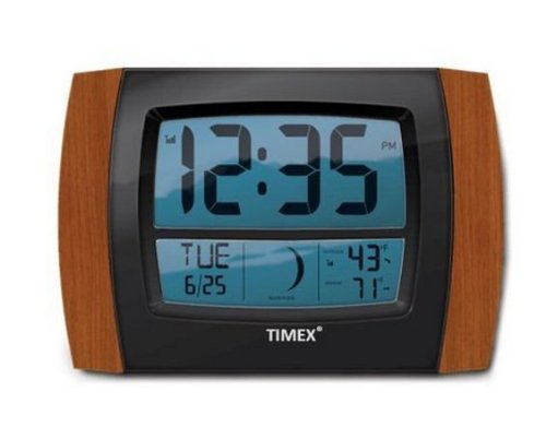 Timex 75324T Atomic Digital Wall Clock, Brown/Gray