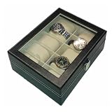 Beautify - Faux Leather 10x Watch/Jewellery Display Case Box Black