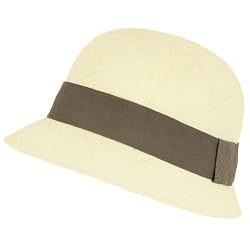 Linen Cloche Bucket Bell Shape Summer Beach Hat Ivory