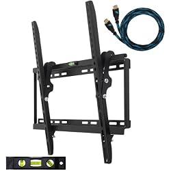 Cheetah Mounts APTMSB Flat Screen TV Wall Mount Bracket for 20-55" Plasma LED LCD TV Includes Free 10' Braided High Speed HDMI Cable With Ethernet