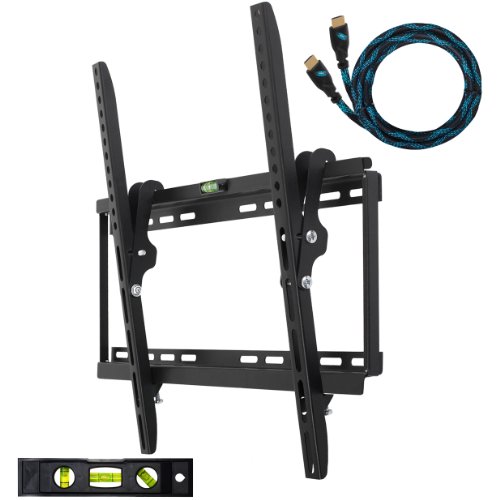 Cheetah Mounts APTMSB Flat Screen TV Wall Mount Bracket for 20-55 Plasma LED LCD TV Includes Free 10' Braided High Speed HDMI Cable With Ethernet