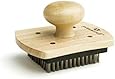 Pizzacraft 4" x 5" Hardwood Handled Pizza Stone Scrubber Brush with Stainless Steel Bristles - PC0206