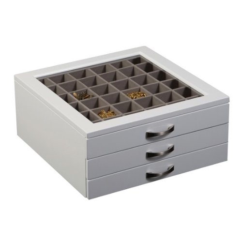 Mele & Co. Liza Glass Top White Jewelry Box