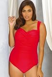 Delta Burke® Red Solids Twist Front Swimsuit - Plus Size Swimwear Plus Size Swimsuits