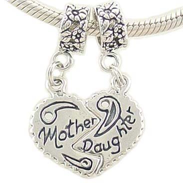 Mother Daughter Bead Charms Compatible with European Bracelet