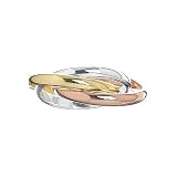 Sterling Silver Rhodium Plated and Rose and Yellow Gold over Sterling Silver Trinity Band Ring
