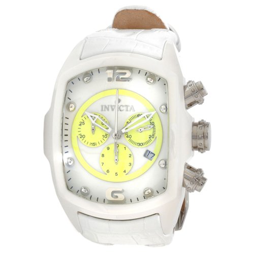 Invicta Men's 10284 Lupah Chronograph White Dial White Leather Watch