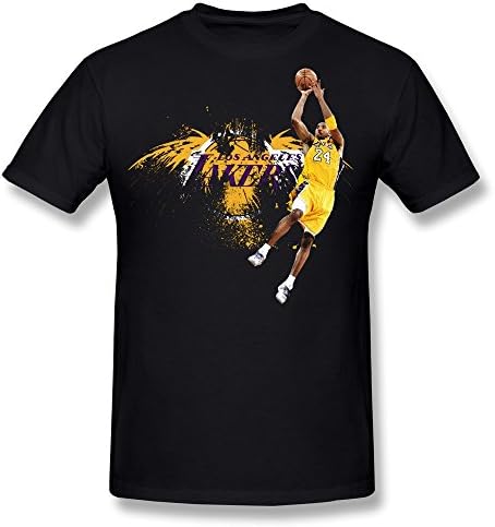 AHOO Men's Tshirt Los Angeles Lakers Kobe Bryant 24 Black Manba Black Size XS
