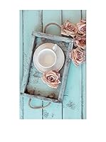 Huella deco Alfombra Bañada en Vinilo (Turquesa/Multicolor)