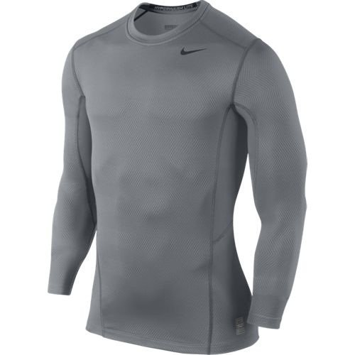 New Nike Men's Pro Combat Hyperwarm Lite Fitted Shirt Cool Grey/Black/Black Medium