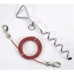 Titan Cable Tie Out and Stake 15-Feet Heavy Cable, Red