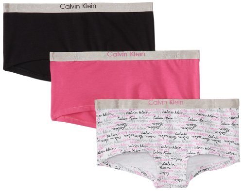 Calvin Klein Underwear Girls 7-16 Ck 3 Pack Chrome Fashion Boyshorts