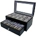 Watch Box for 20 Watches Black Matte Finish XL Extra Large Compartments Soft Cushions Clearance Window
