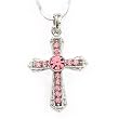 Pink Crystal Cross Pendant Necklace Fashion Jewelry