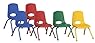 ECR4Kids School Stack Chair with Powder Coated Legs/ Ball Glides, 12", 6-Pack, Assorted Colors