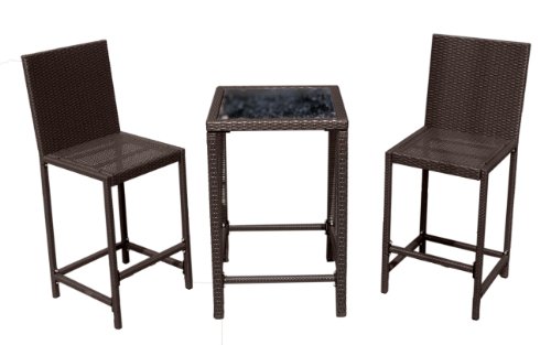 AZ Patio Heaters AW-226B Bar Height Bistro Set, Dark Brown Wicker On Sale