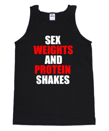 FTD Apparel Men's Sex Weights and Protein Shakes Motivation Tank Top