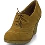 Trendy Damenschuhe Pumps m Keilabsatz u Schn�rrung JW316 LtbrownGr. 37