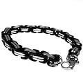 Edelstahl Armband, K�nigskette, 22 cm, Schwarz & Chrom