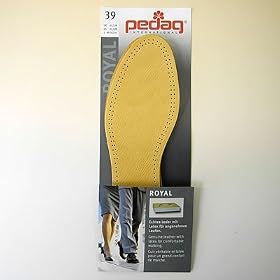 Pedag 102 Royal Vegetable Tanned Sheepskin Insole with Natural Active Carbon Filter, Slightly Padded with Latex Foam, Tan Leather