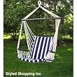 Deluxe Harmony Blue and White Hanging Hammock Sky Swing Chair