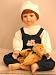 Adam Sitting Porcelain Doll with Bear