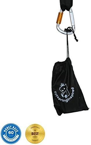 Tree Swing Hanging Strap Kit for Kids Quick Setup - Pair of Black Straps with Screw-Lock Carabiner Anchor Point + Instructions + Carry Bag