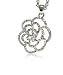 Silver Clear Crystal Flower Pendant Necklace Fashion Jewelry 26"