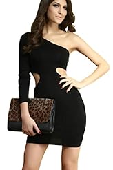 Polyester Sheath Long Sleeves One Shoulder Bodycon Dress/Party Dress 