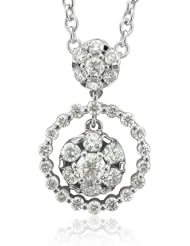 18k White Gold Cluster Diamond Pendant Necklace (GH, SI, 0.65 carat)