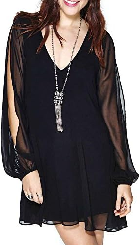 Your Gallery Women's Deep V-neck Open Back Embroidery Lace Chiffon Dress XL