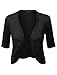 LE3NO Womens Soft Knit Short Sleeve Open Front Bolero Cardigan