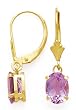14K 8X6 MM OVAL AMETHYST LEVERBACK EARRINGS