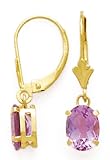 14K 8X6 MM OVAL AMETHYST LEVERBACK EARRINGS