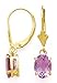 14K 8X6 MM OVAL AMETHYST LEVERBACK EARRINGS title=