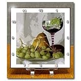Framed Wine Goblet with Fruit Painting - 6x6 Desk Clock
