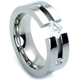 6-8mm Titanium Ring with Lab-Grade Diamonds in Sizes 5-13 - Sui Generis