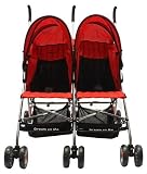 Dream On Me Double Twin Stroller, Red
