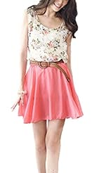 Sleeveless Chiffon Short Floral Print Summer Evening Dress/Party Dress/Mini Dress 